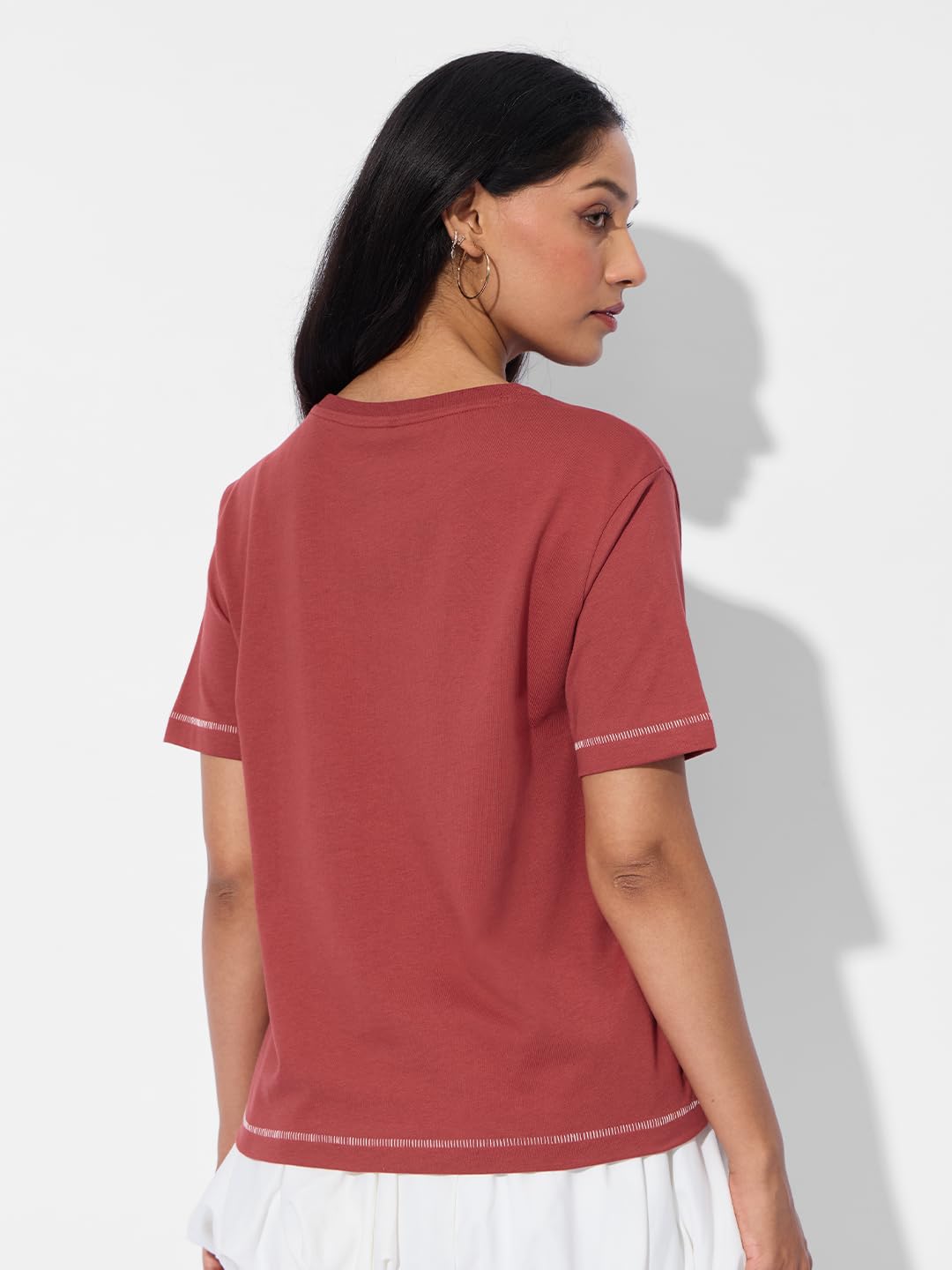 The Souled Store Harry Potter: Bookworm Women and Girls Short Sleeves Round Neck Red Graphic Printed Cotton Relaxed Fit T-Shirts