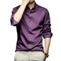 Funky Rich MenS Poly Satin Silk Solid Pattern Regular Fit Shirt With Long Sleeve Collared Neck Standard Length And Classic Styl