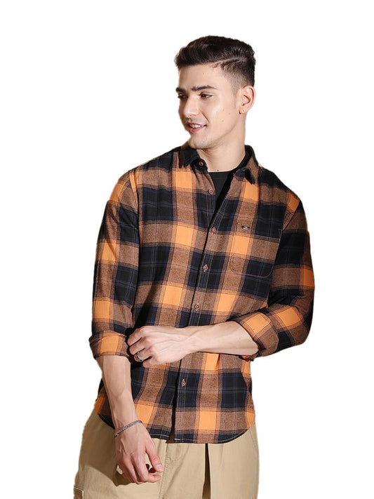 The Indian Garage Co Mens Slim Fit Shirt (0823-SHFCYD-01-01_Orange