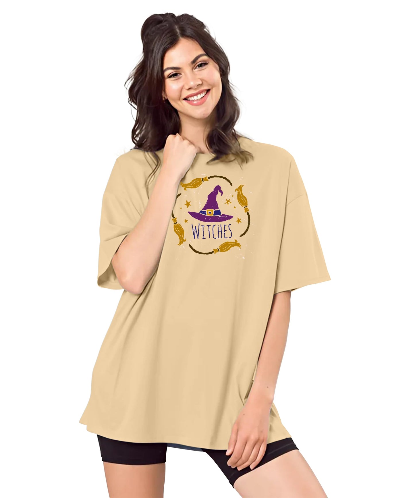 SHODOX Womens Oversized Drop Shoulder Printed T-Shirt | Soft, Breathable & Light Weight Cotton Blend | Loose Fit Stylish Top for
