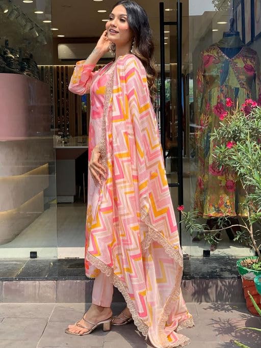 Smowkly Cotton Silk Blend || Dupatta Set || Kurta Pant Set || Printed Dupatta Set || Ethnic Set For Women