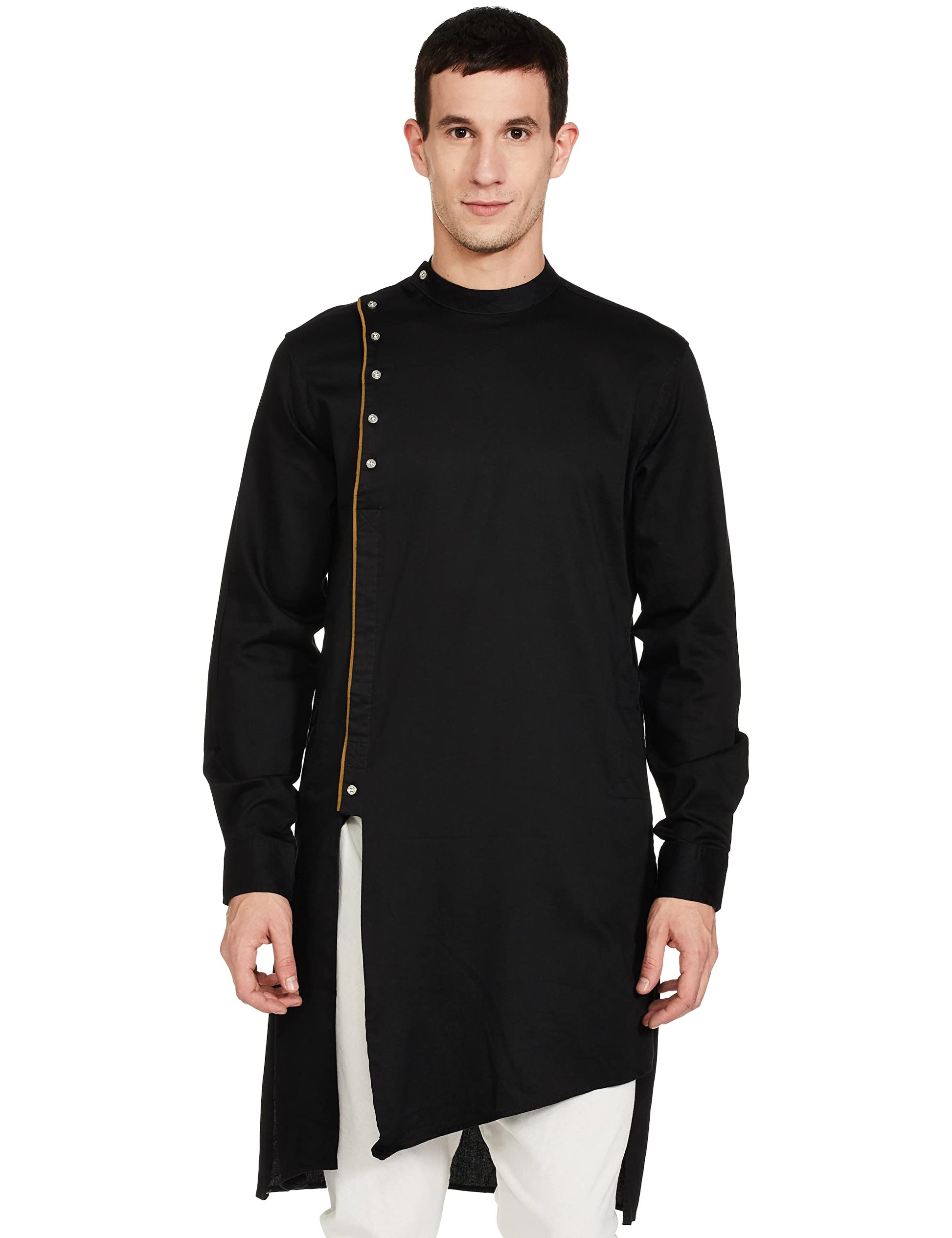 The Indian Garage Co Men'S Cotton Slim Tunic Shirt (0620-Ck34L42-04_Black Medium)