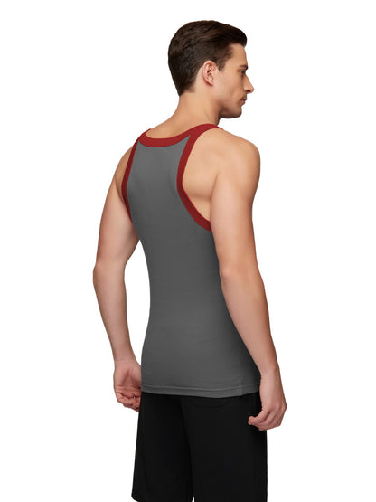 XYXX Mens Super Combed Cotton Square Neck Knitted Vest - High Moisture Absorbing Innerwear for Men with Anti-Bacterial Silver F