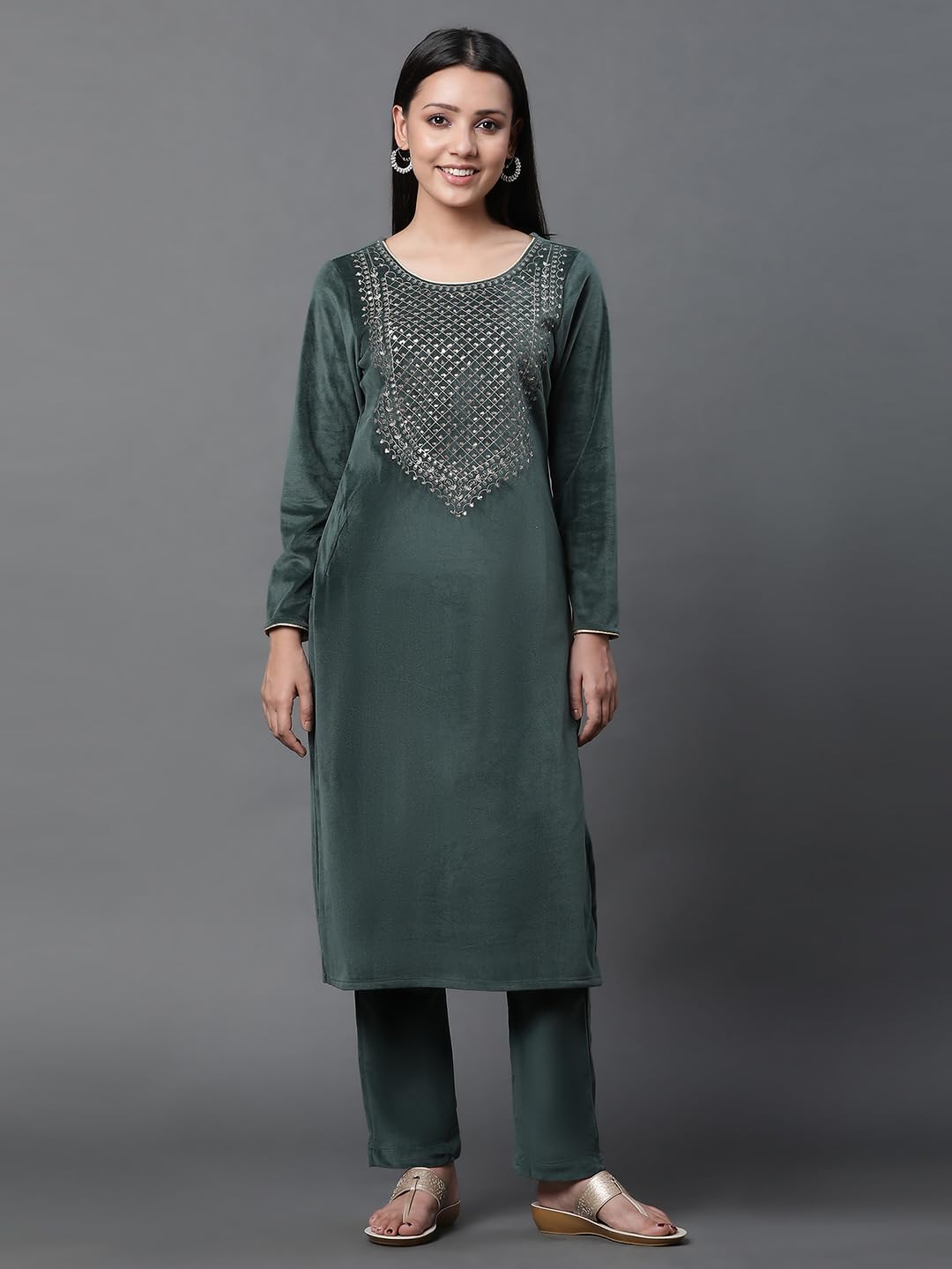 Aurelia Women's Polyester Solid Regular Kurta Set