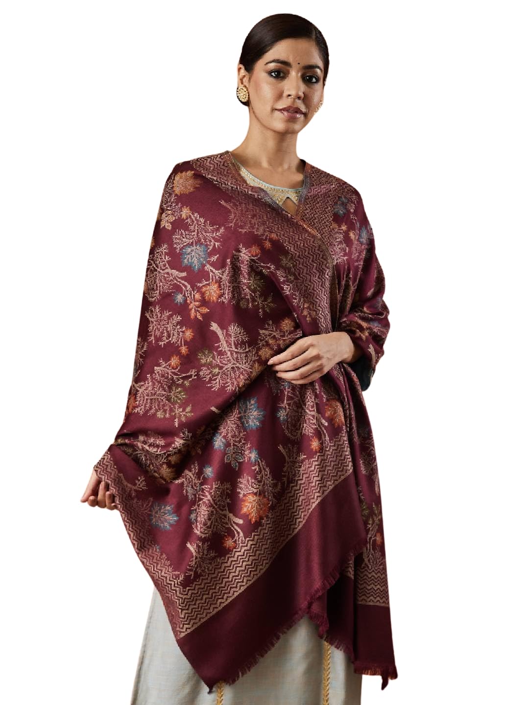 Pashmoda Women Nayab Kaani Wool Blend Stole (Size : 71X203 CM)