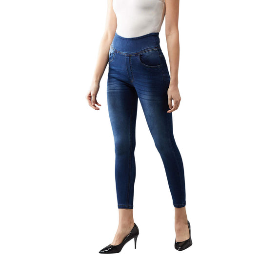 Dolce Crudo Womens Blue Super Skinny Fit High Rise Regular Length Denim Jeggings(DOSS18DEN01-08-115-26,Blue,26)
