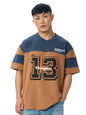 The Souled Store Colourblock: Teal Terrain Men and Boys Short Sleeves V Neck Brown and Blue Cotton Oversized T-Shirts