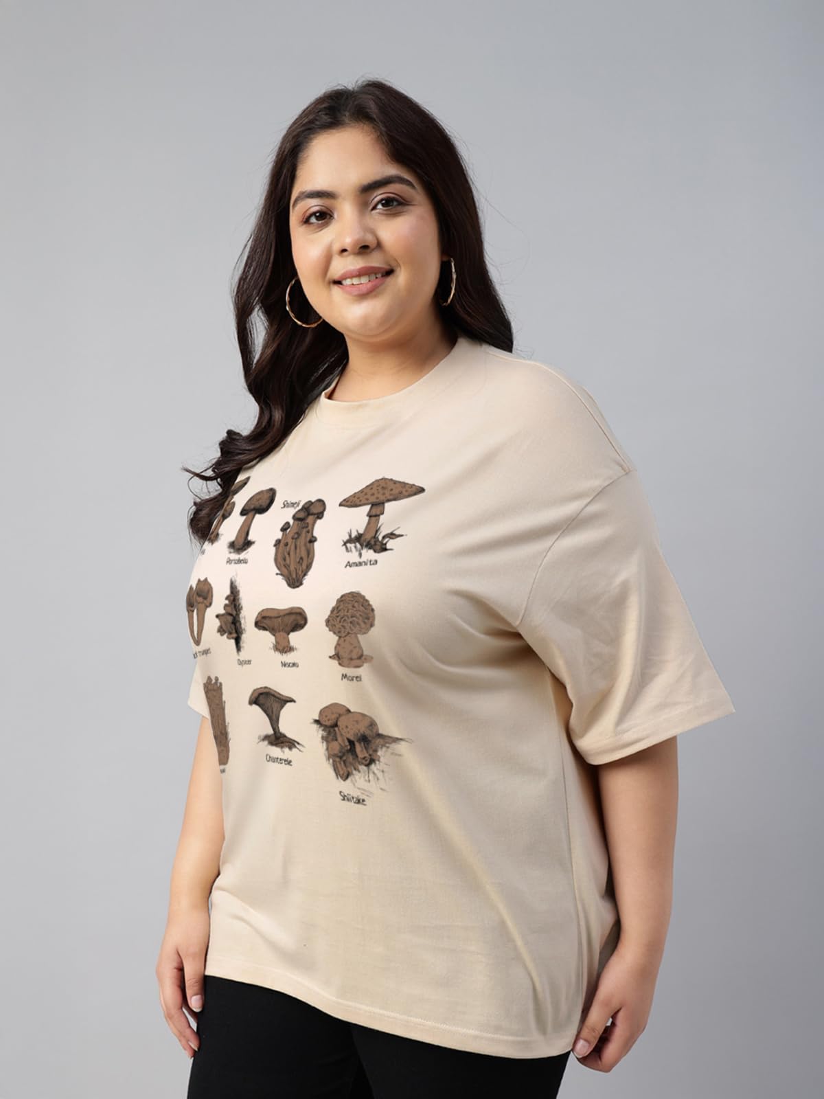 Juneberry 100% Pure Cotton Oversized Fit Latest & Trendy All Over Prints Half Sleeve Plus Size T-Shirt For Women & Girls (Ps_Jbm