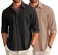 Deelmo Combo Of MenS Casual Button Down Shirts Long Sleeve Linen Shirt Fashion Textured Summer Shirts Pack Of 2