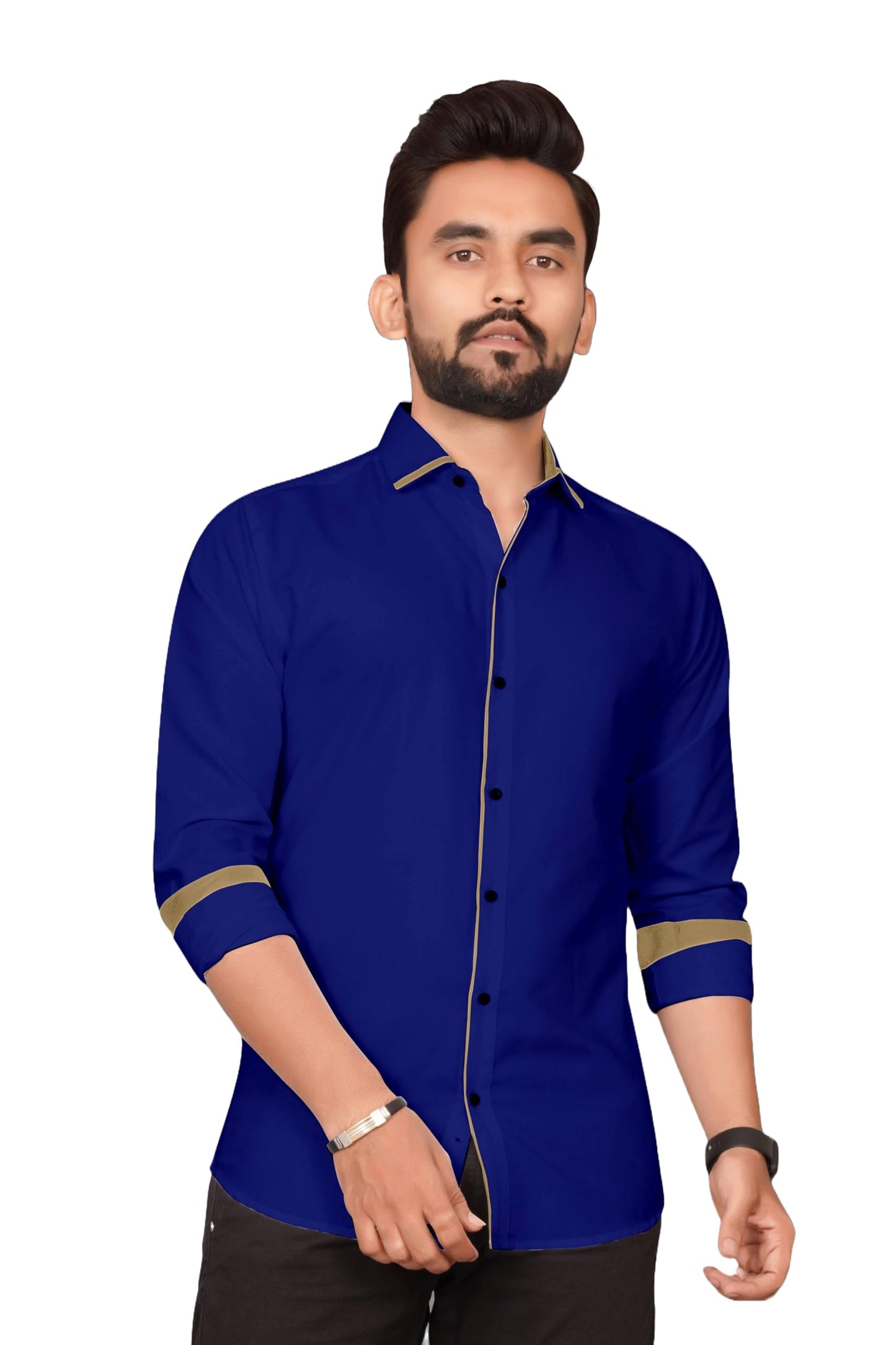Besix MenS Blue Rayon Blend Full Sleeve Shirt For Man With Tailored Fit Spread Collar And Standard Length - Formal Stylish Wear