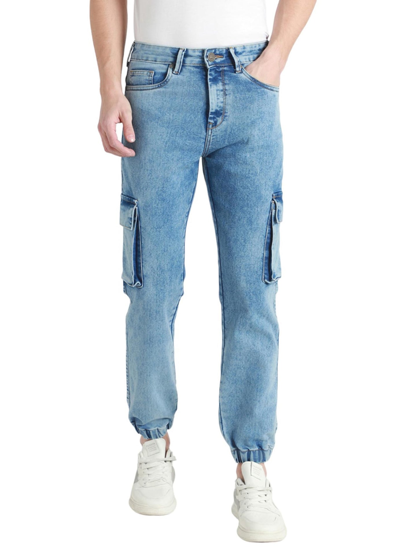 Dennis Lingo Mens | Light Blue | Washed | Mid Rise | Cargo Jogger | Jeans