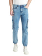 Dennis Lingo Mens | Light Blue | Washed | Mid Rise | Cargo Jogger | Jeans