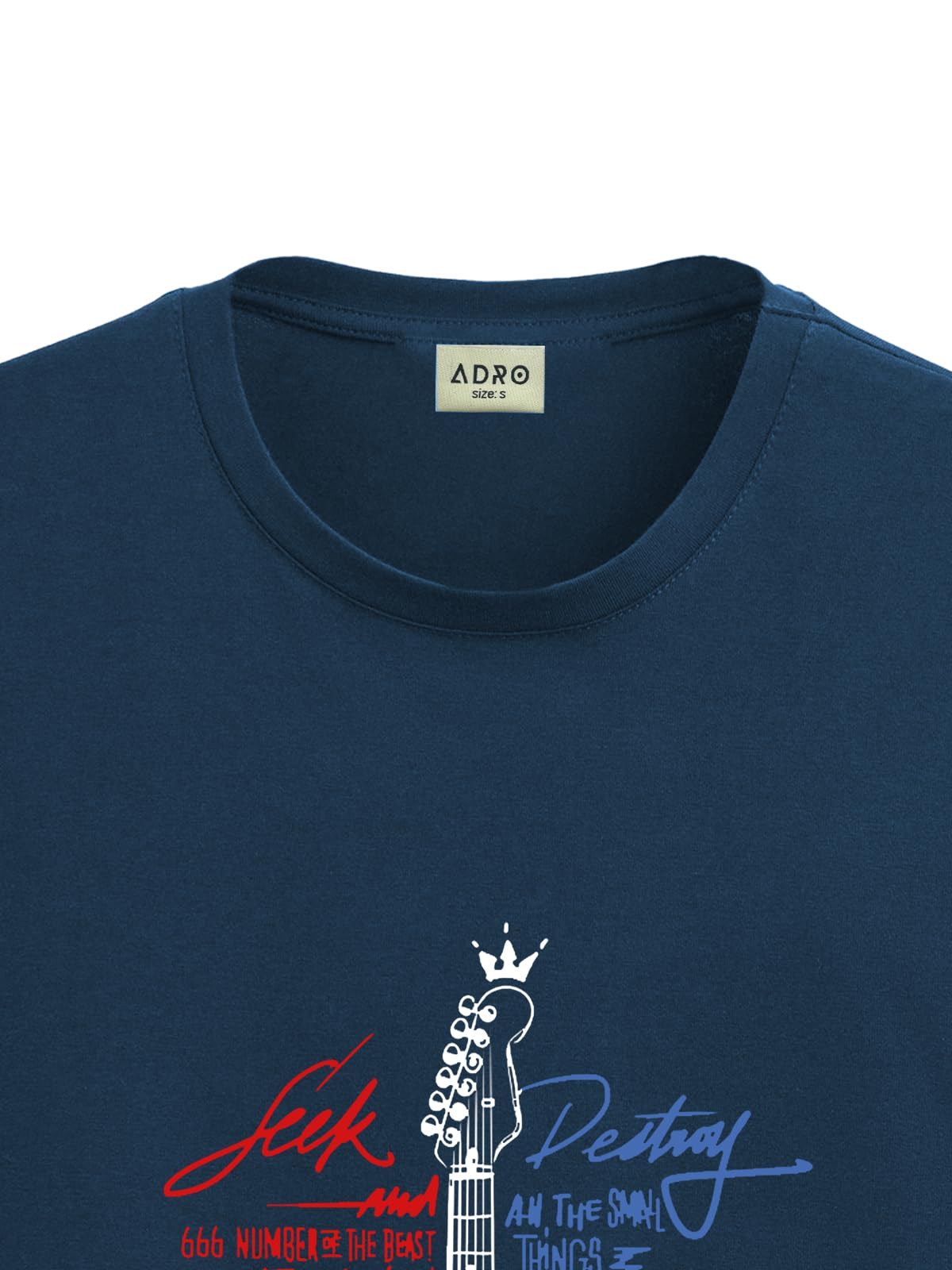 ADRO Guitar Design Printed T-Shirt for Men - 100% Cotton, Regular Fit, Soft Breathable Fabric | RN23-M-GTR-SB