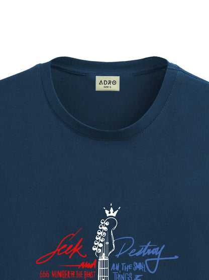 ADRO Guitar Design Printed T-Shirt for Men - 100% Cotton, Regular Fit, Soft Breathable Fabric | RN23-M-GTR-SB