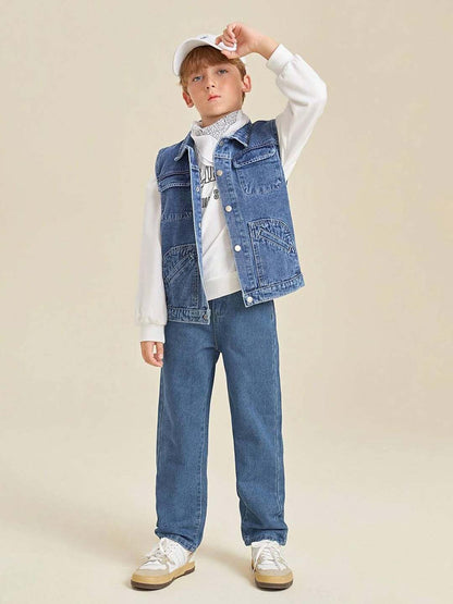Kotty Boys Straight Fit Cotton Lycra Blend Solid Jeans Sky Blue