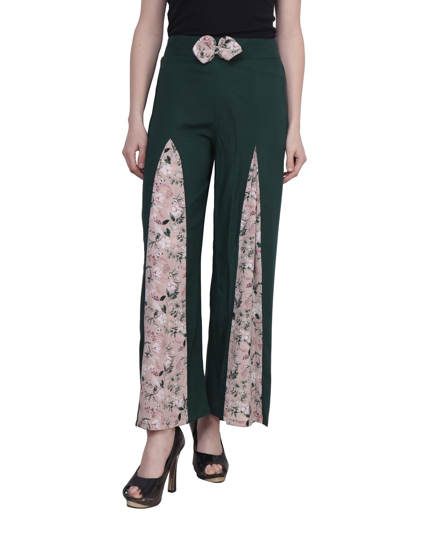 Popwings Casual Beige Floral Printed Regular Fit Palazzo For Women Palazzos For Women