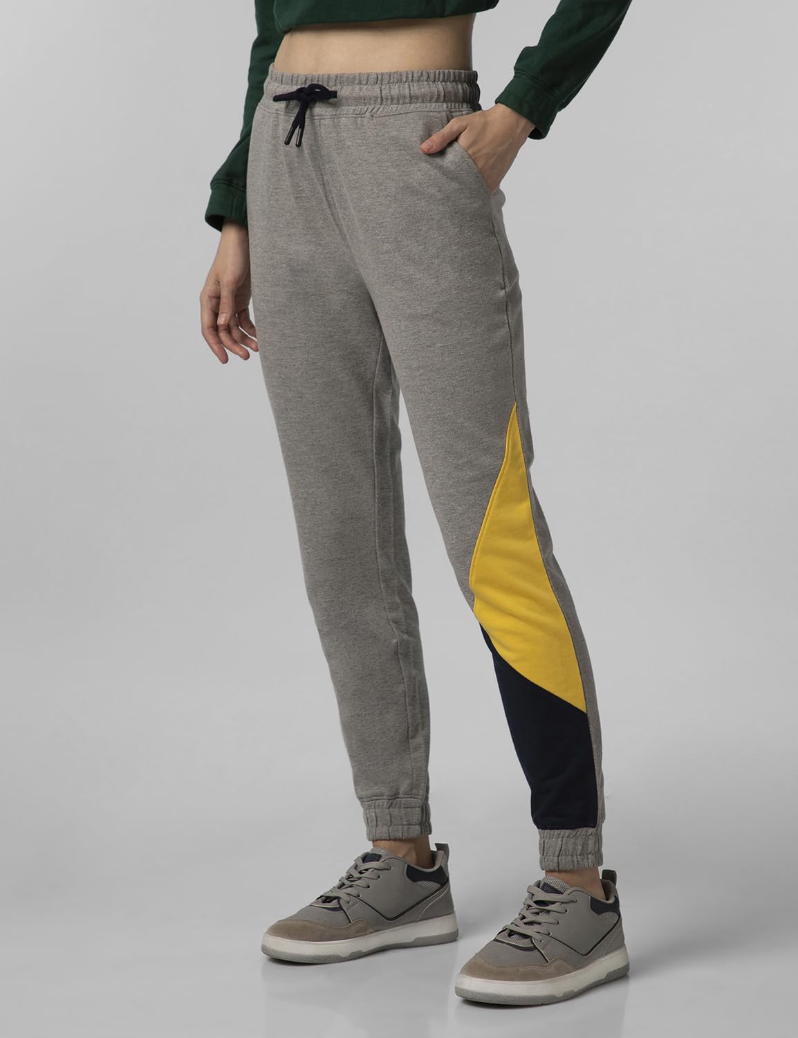 FYLTR Womens Asymmetric Colourblock Joggers with Elasticated Waistband & Contrast Drawcord