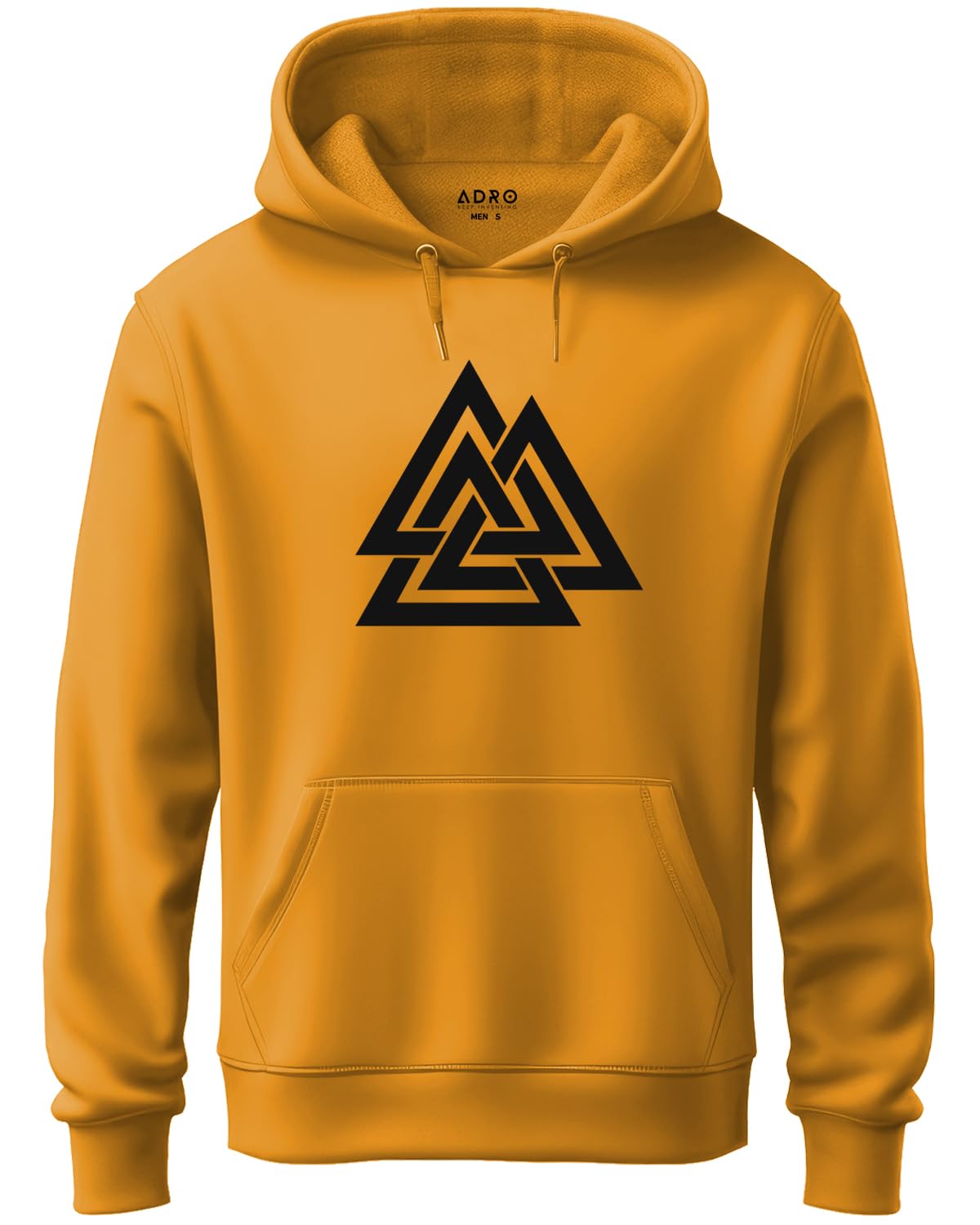 ADRO Men's Cotton Neck Hooded Sweatshirt (H21-M-TKT-MU_Mustard)