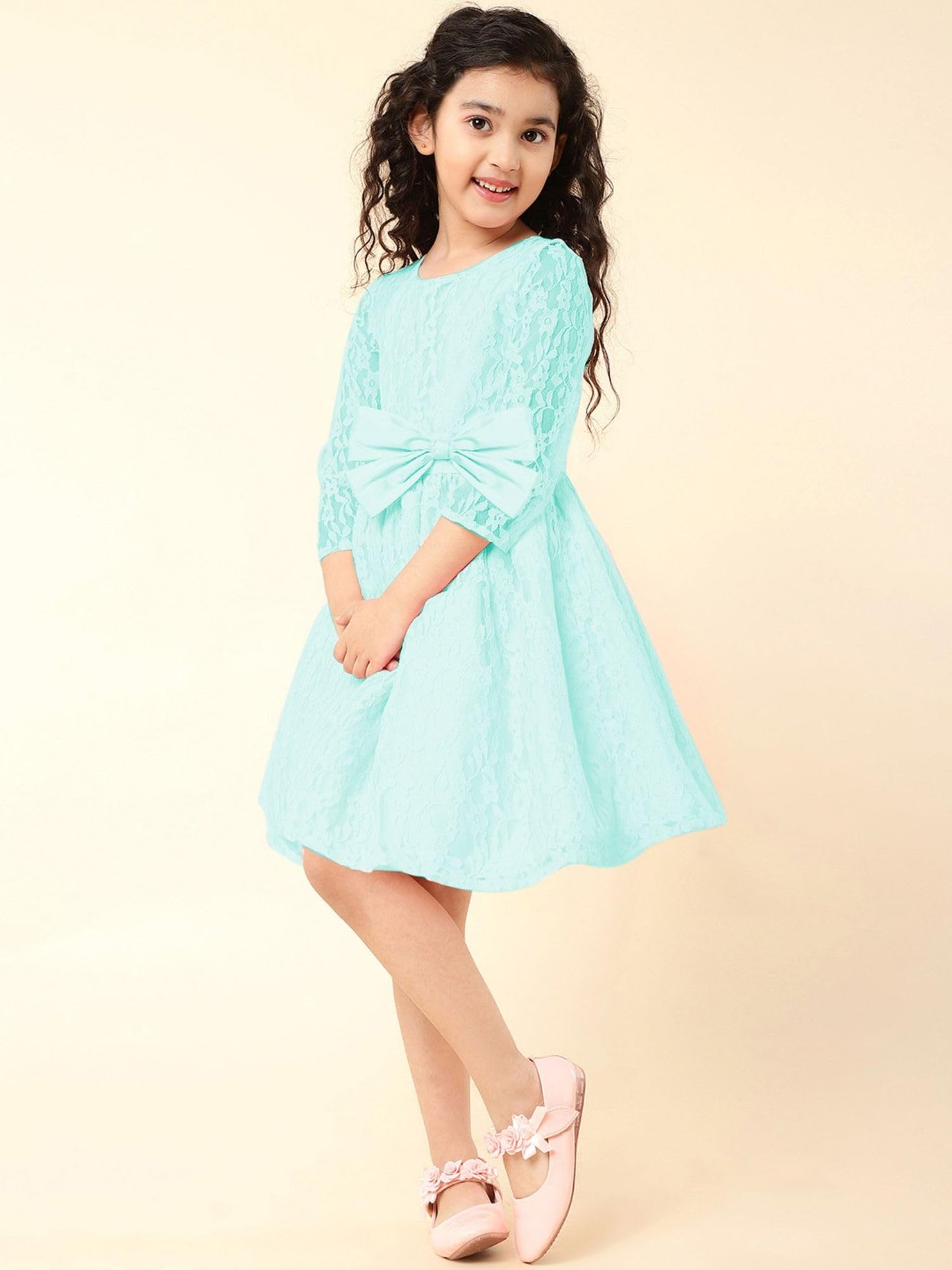 A.T.U.N. Girls Double Bow Dress Mint