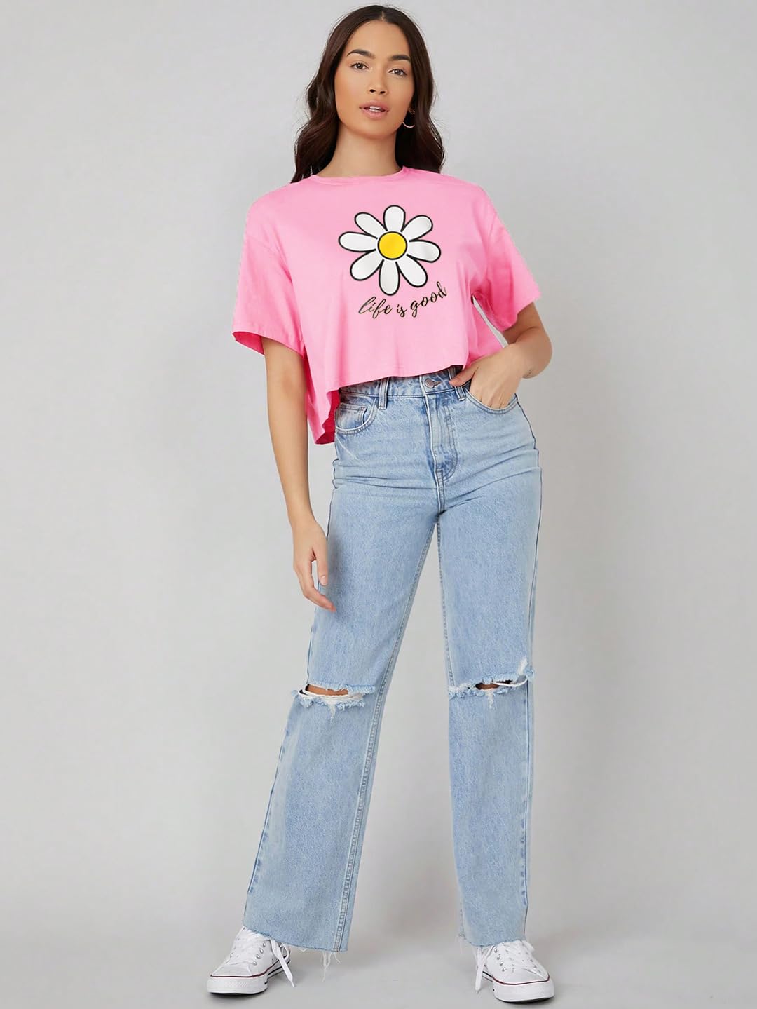 Kotty WomenS Printed, Typography Round Neck Cotton Blend T-Shirt