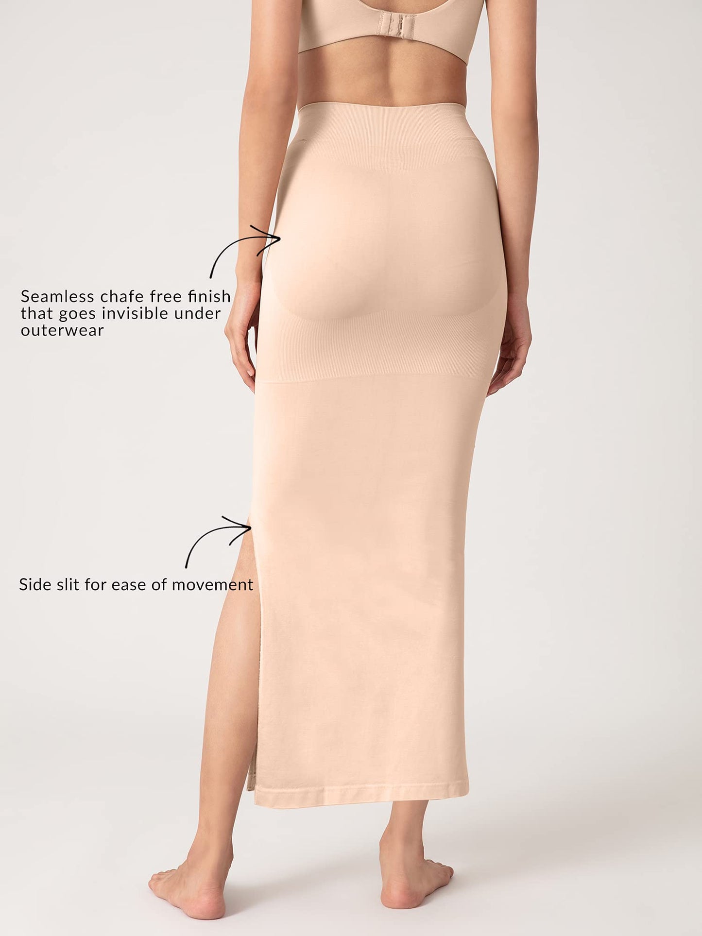 NYKD Seamless Spandex Saree Shapewear for Women PetticoatPeticote Saree Shapewear, NYSH01, Nude(Cameo Rose), L, 1N