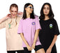 Juneberry Pure Cotton Oversized Loose Baggy Fit Drop Shoulder Half Sleeve Cool Front & Back Graphic Printed Round Neck T-Shirt F