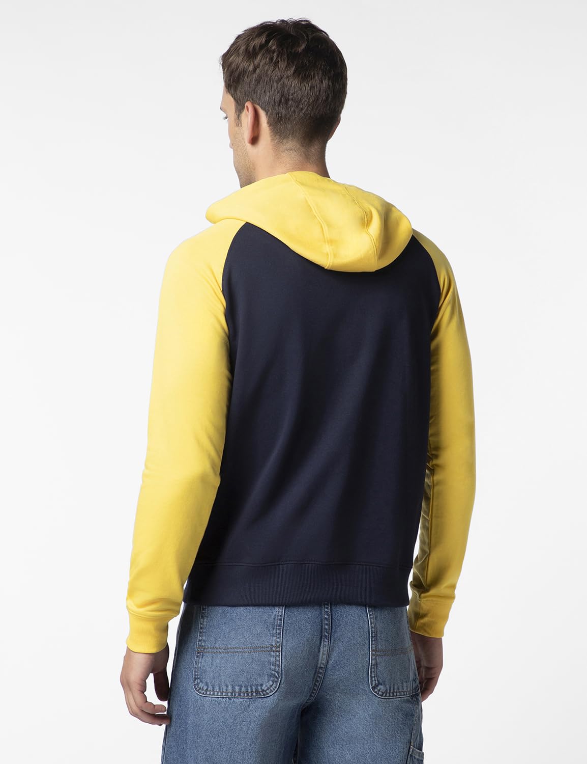 FYLTR Mens Casual Colourblock Raglan Hoodie with Drawstrings - Utility Pockets | Ribbed Hem & Cuff