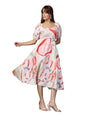 Oomph! Flared Dress For Women Stylish | Long One Piece For Women | Puff Sleeve Long Dress | Floral Print Maxi One Piece | Wester