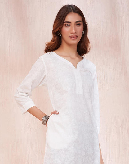Fabindia WomenS Cotton Printed Regular Kurta (1037328White_White