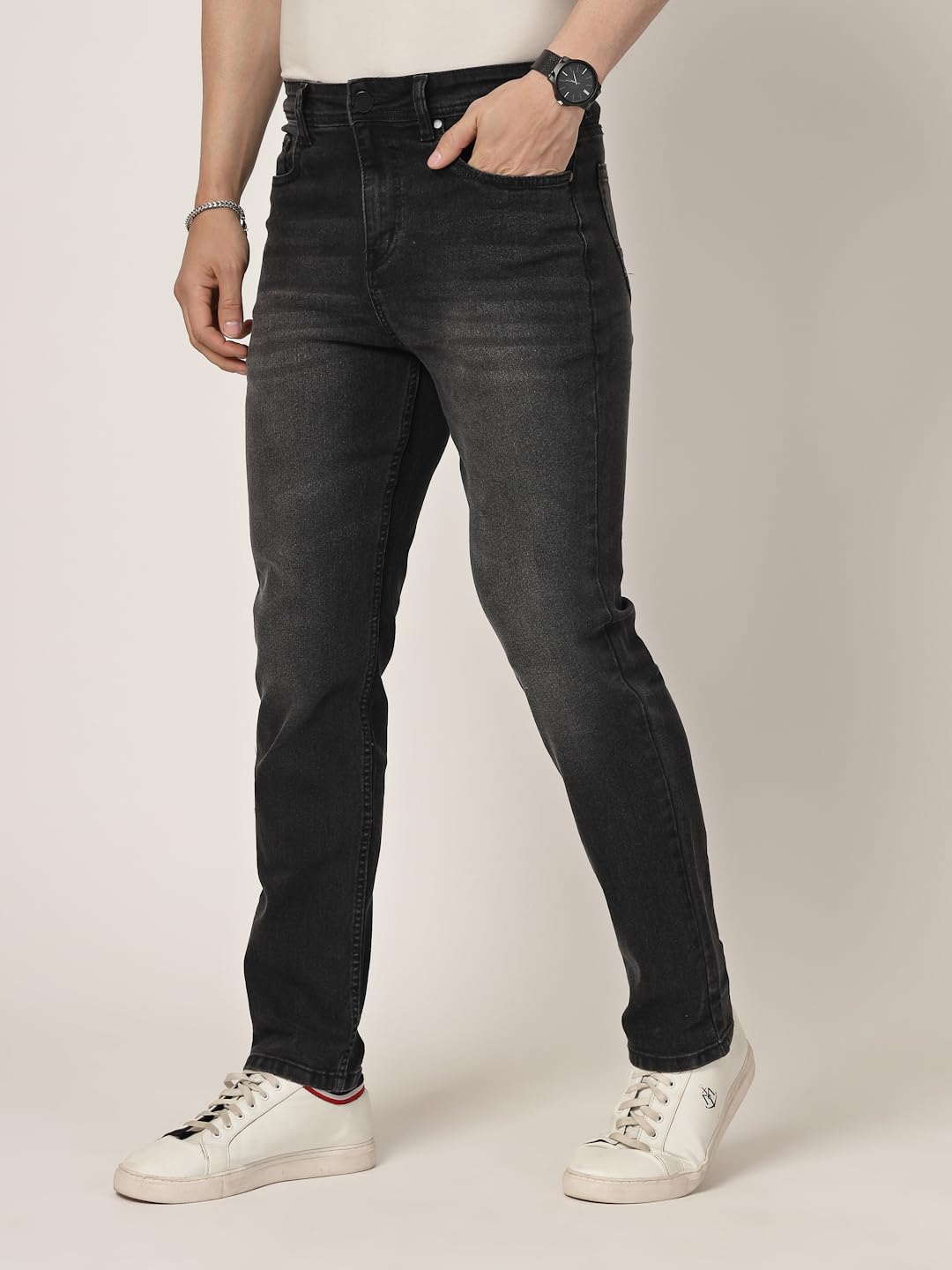 Style Quotient Men Black Regular Fit Mid Rise Stretchable Jeans
