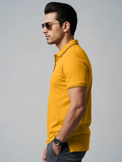 Mens Premium Cotton Polo T-Shirt | 220 GSM Soft Fabric | Casual Stylish Look | Contrast Collar Design Camboge Polo T Shirt | Pol