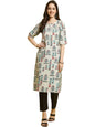 PATLANI Womens A-Line-Calf langth Half Sleeve Crepe Kurti. Grey