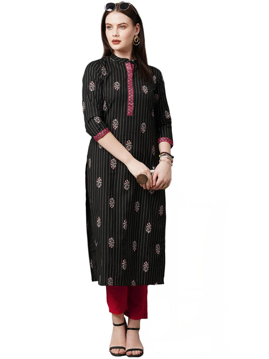 ANNI DESIGNER Women's Cotton Blend Traditional Straight Printed Kurti (KD)