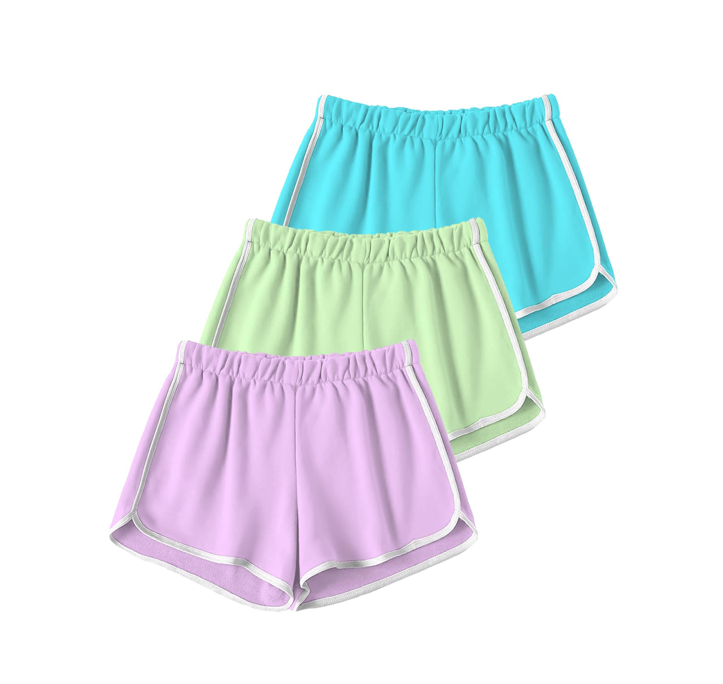 Kyda Kids Girls Cotton Printed Regular Fit Shorts For Summer - Multicolor (Pack Of 3)