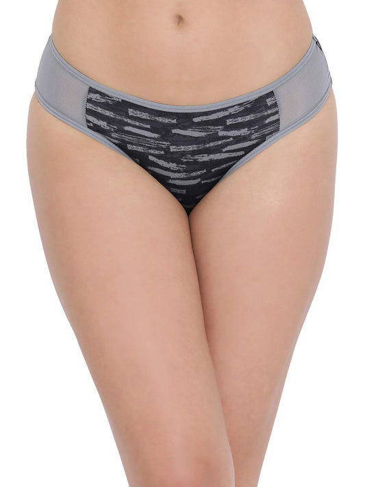 Clovia WomenS Cotton Low Waist Printed Bikini Panty With Mesh Panels (Pn3150X13_Black_Xxl)
