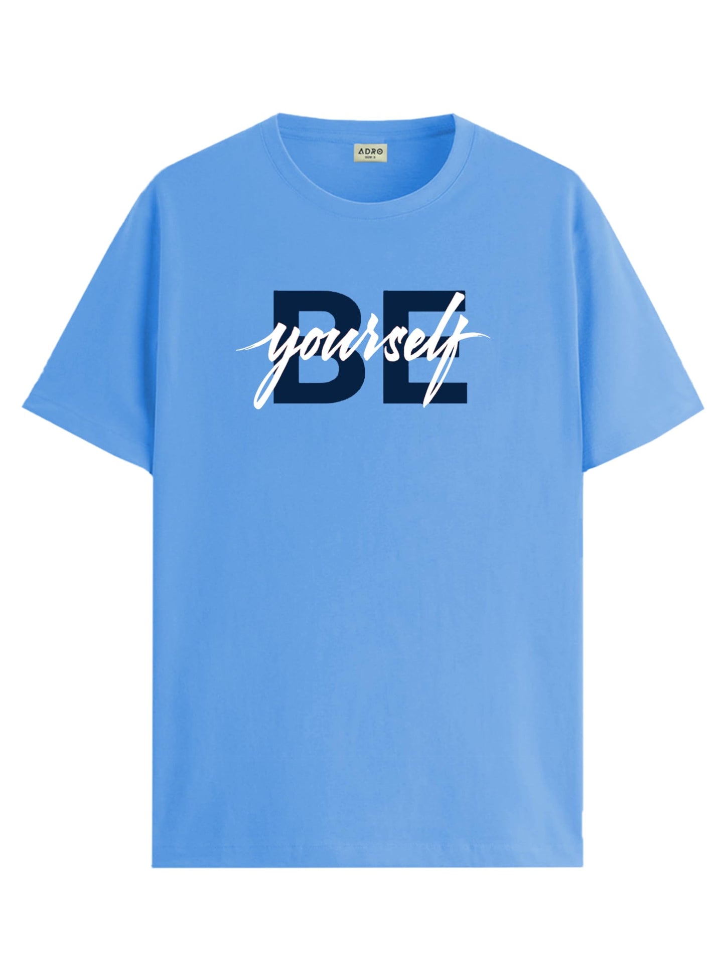 ADRO Men's Solid Regular Fit T-Shirt (RN24-BYO-SK_Sky Blue