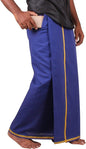 Prakasam Cotton Mens Pure Cotton Fine Quality Stitched Pocket Welcro Attachment Blue Colour Dhoti For Mens