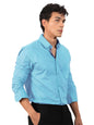 Pinkmint Cotton Blend Mens Long Sleeve Button Down Shirt For Men Collared Casual Formal Soild Shirt Sky