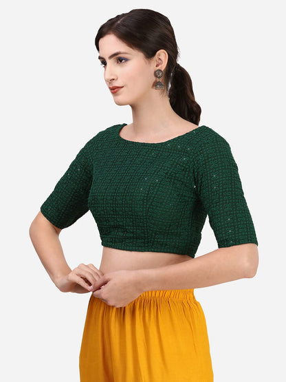 Oomph! Traditional Cotton Schiffli Fabric Blouse For Women |Elbow Length Sleeves | Wedding & Festival Wear | Comfortable & Trend