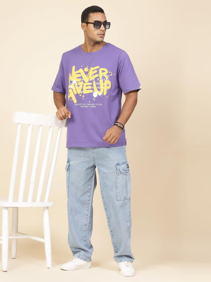 Rigo Terry Printed Oversized T-Shirt for Men | Drop Shoulder, Half Sleeves T-Shirt for Men | Oversized Baggy Fit T-Shirt for Men