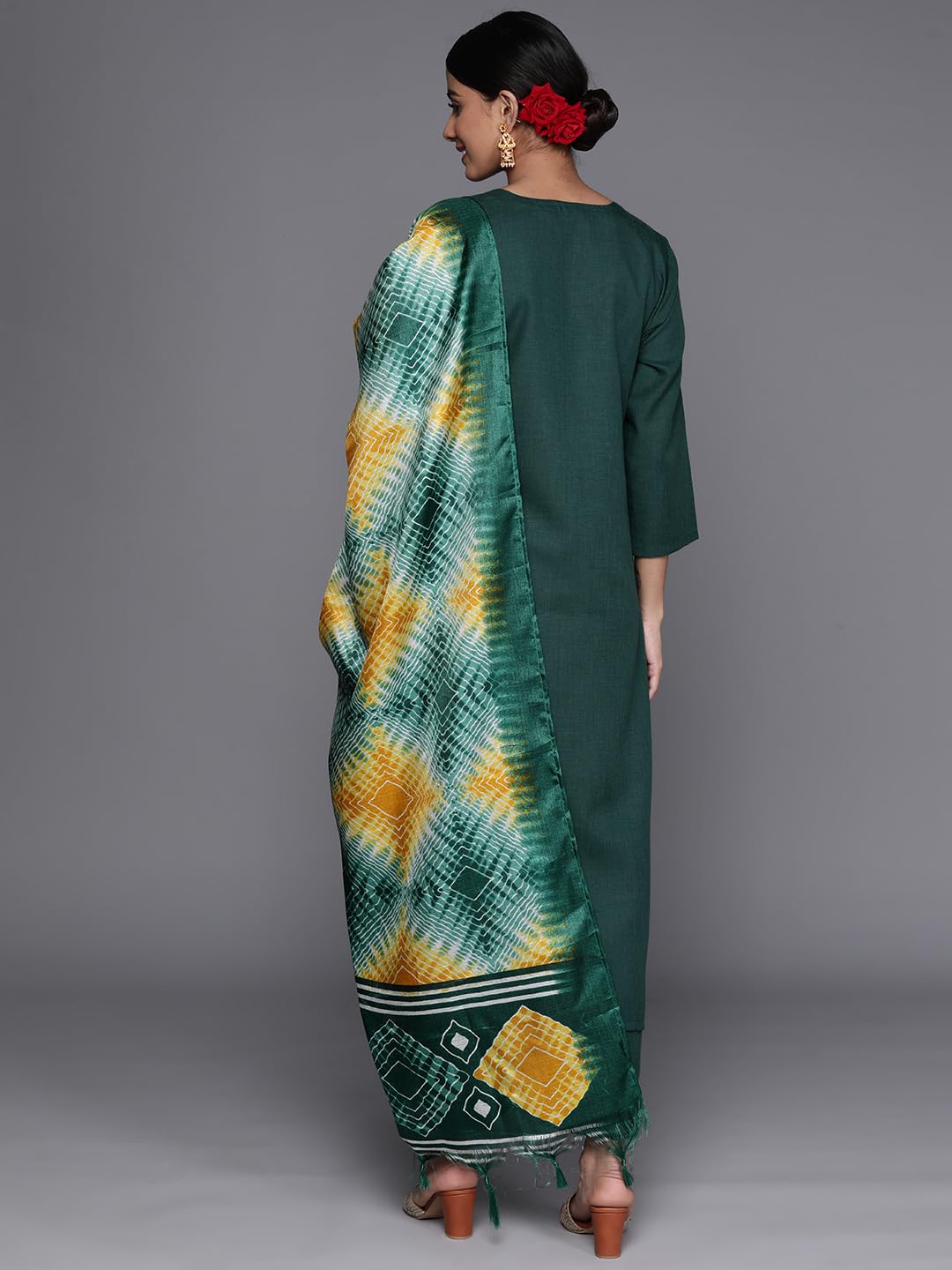 VARANGA Women's Cotton Blend Kurta set (NV_VSKD31157_VARDUP1170_Green