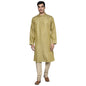 Fabindia Men Cotton Jacquard Long Kurta Linen_M Mustard