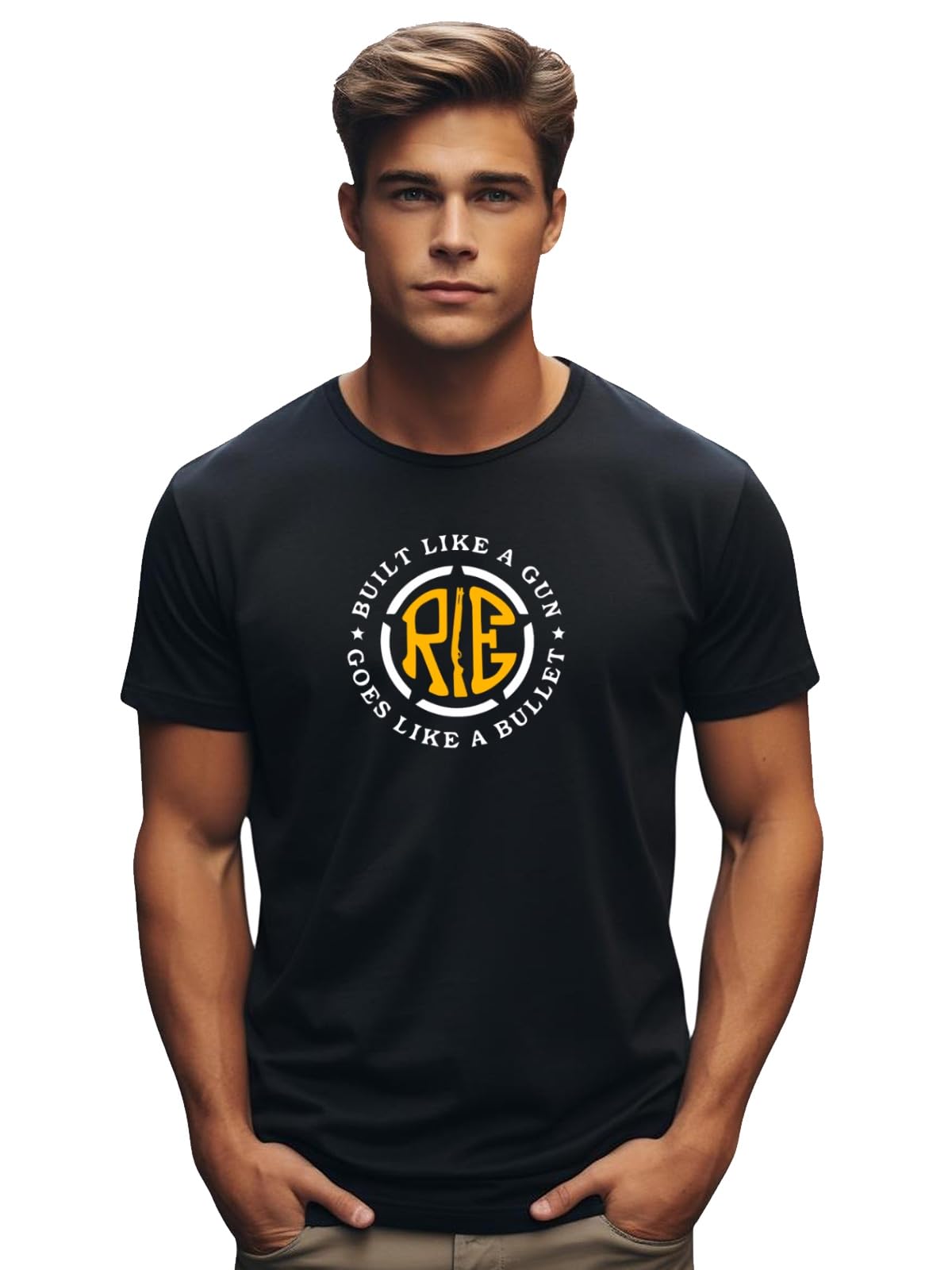 ADRO Men's Solid Regular Fit T-Shirt (RN24-BUL-BL_Black