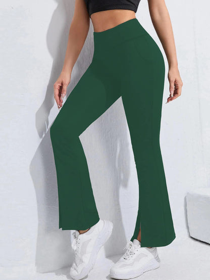 Shasmi Bottle Green Womens Yoga Dress Pants Stretchy Work Slacks Business Casual Sport Office Bootcut Leg Elastic Waist Regular