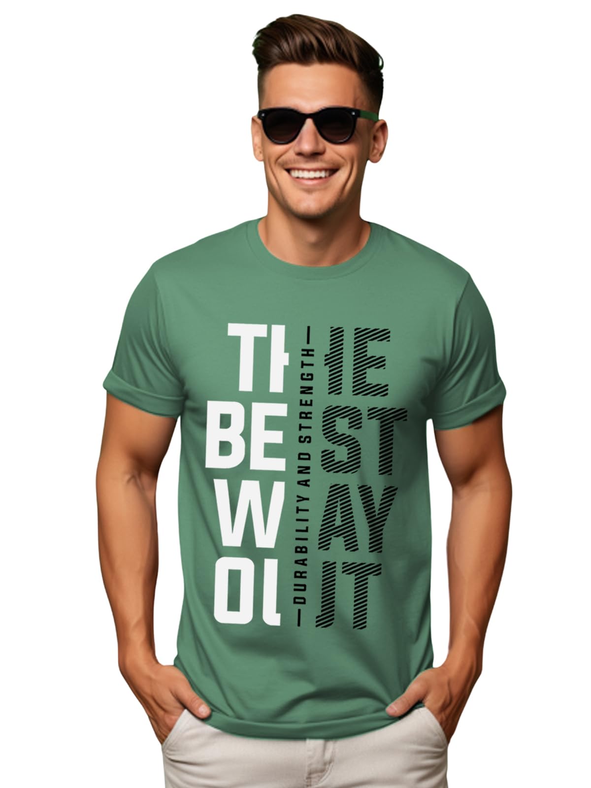 ADRO Motivational Quote Printed T-Shirt for Men - 100% Cotton, Regular Fit, Soft Breathable Fabric | RN23-M-BEST-PT