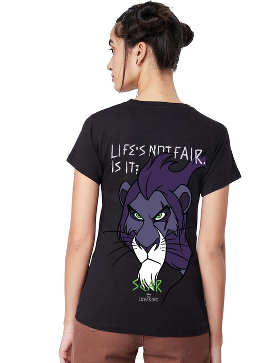 Bewakoof Official Disney Merchandise Womens Graphic Printed Regular Fit Half Sleeve Round Neck Cotton Jersey T-Shirt_ 625079 Bl