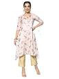 Libas Pink Printed Silk A-Line Kurta