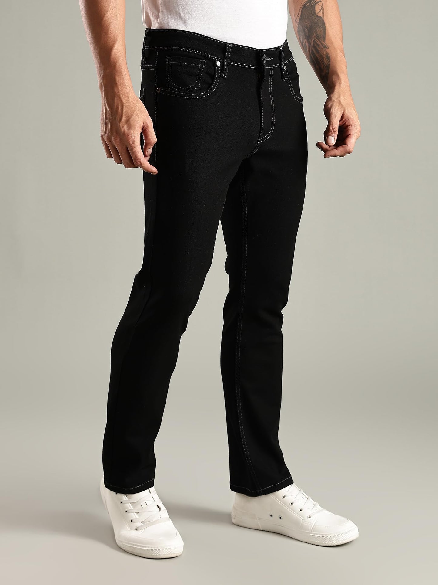 Thomas Scott Mens | Mild Fade | Stright Fit | Denim | Regular Wear | Stretchable | Casual Jeans for Men Black