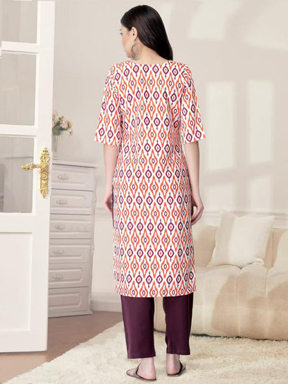 Pinkmint Kurta Set for Women Cotton Printed Straight Kurta with Pant (Pack of 1)