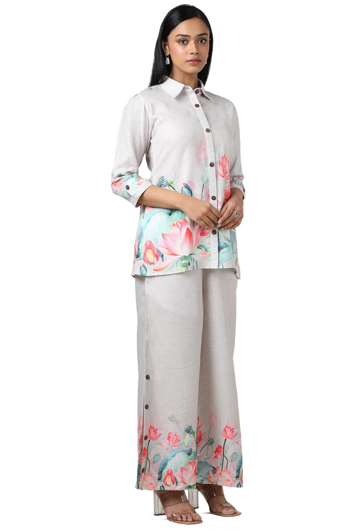 Soch WomenS Linen Co-Ords Set (Fws5Ks10700A_Beige